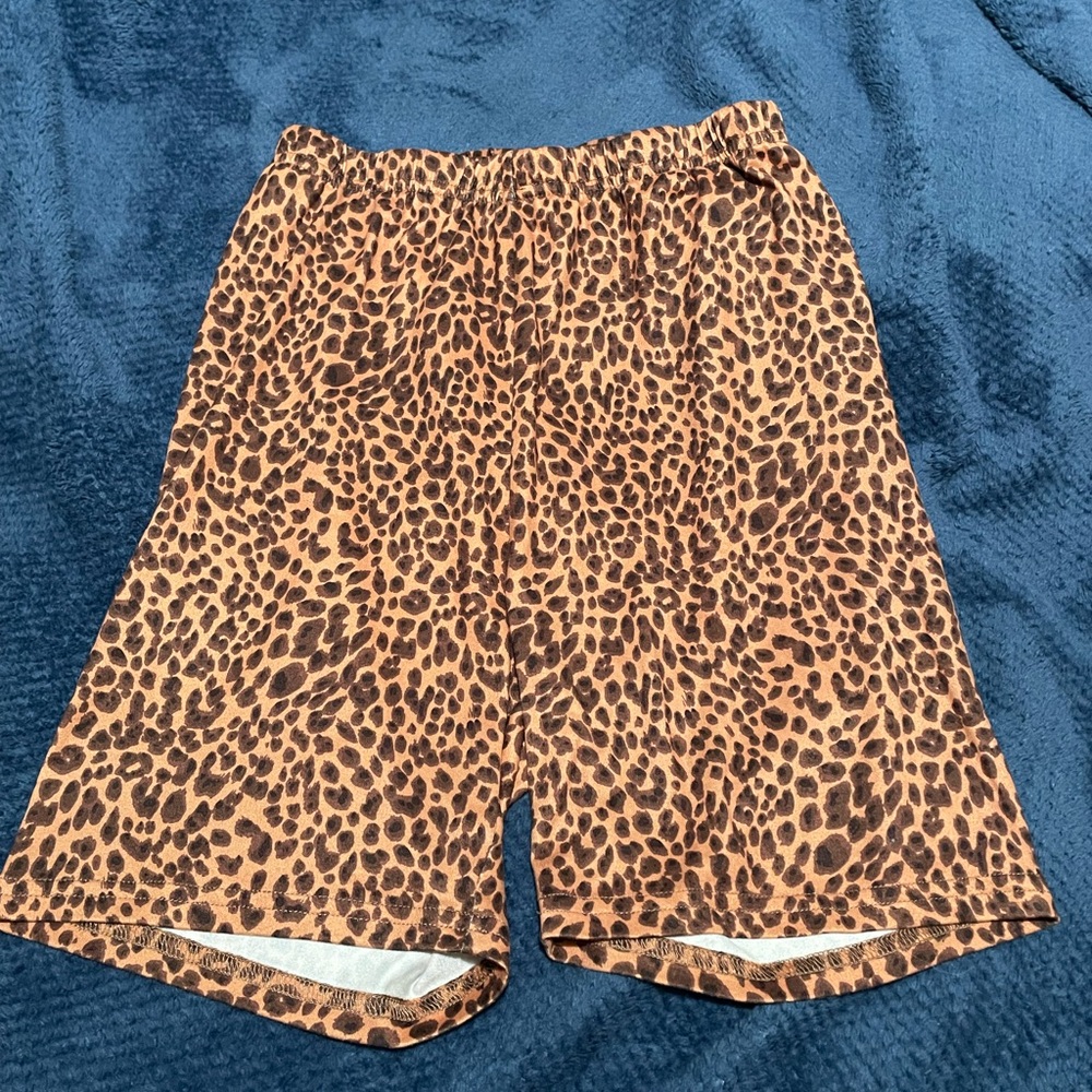 SHEIN Brown Animal Print Biker Shorts